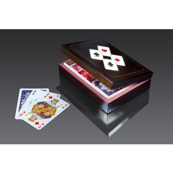 Karty lux w pudełku drewnianym z asami 1 PIATNIK